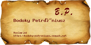 Bodoky Petróniusz névjegykártya